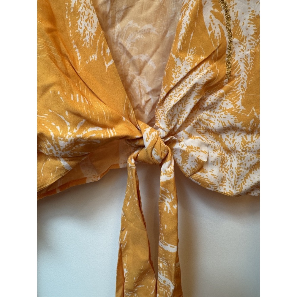 Maaji Palm Springs Golden Crop Top NWT Reversible Tie Front Resort Vacation Size - Picture 2 of 7